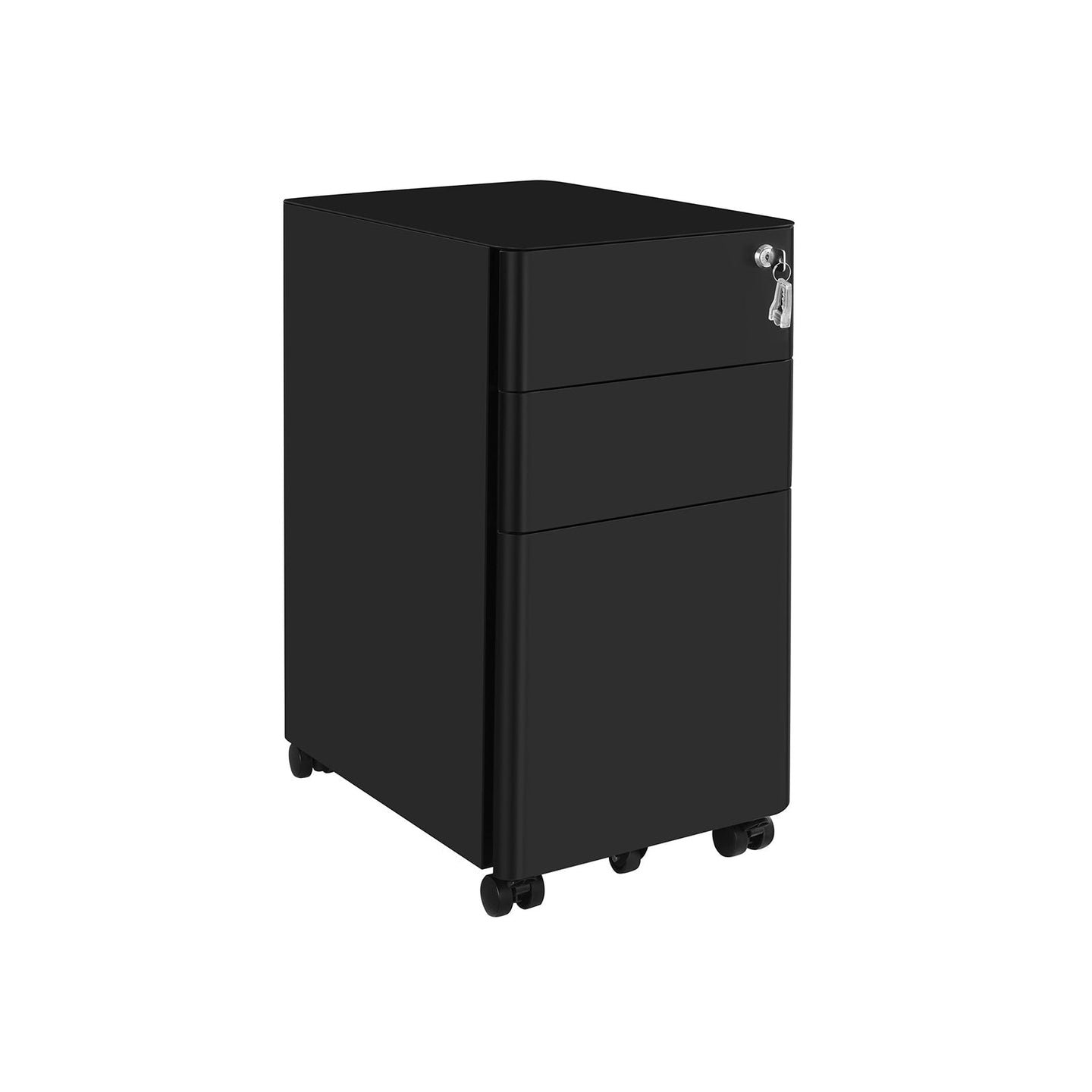 Mobile File Cabinet - Wood - White - Lockable and Wheeled Design for Document Storage