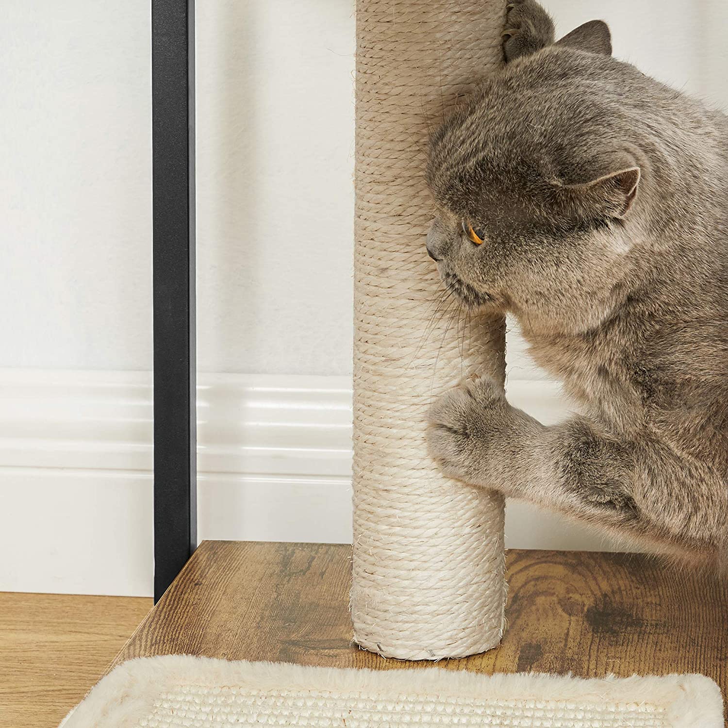Cat Tree - Engineered Wood - Rustic Brown - Multi-functional with Scratching Post and End Table