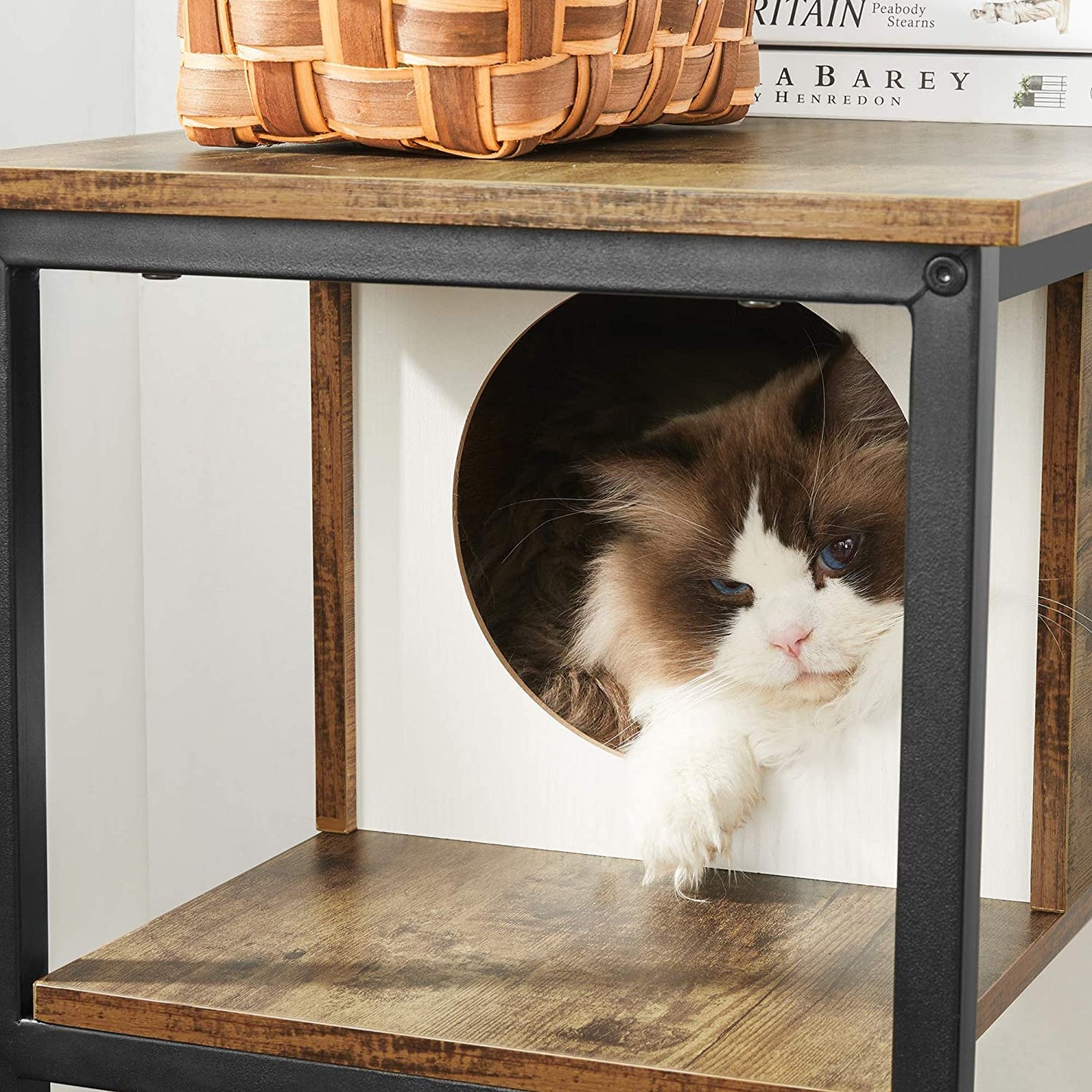 Cat Tree - Engineered Wood - Rustic Brown - Multi-functional with Scratching Post and End Table