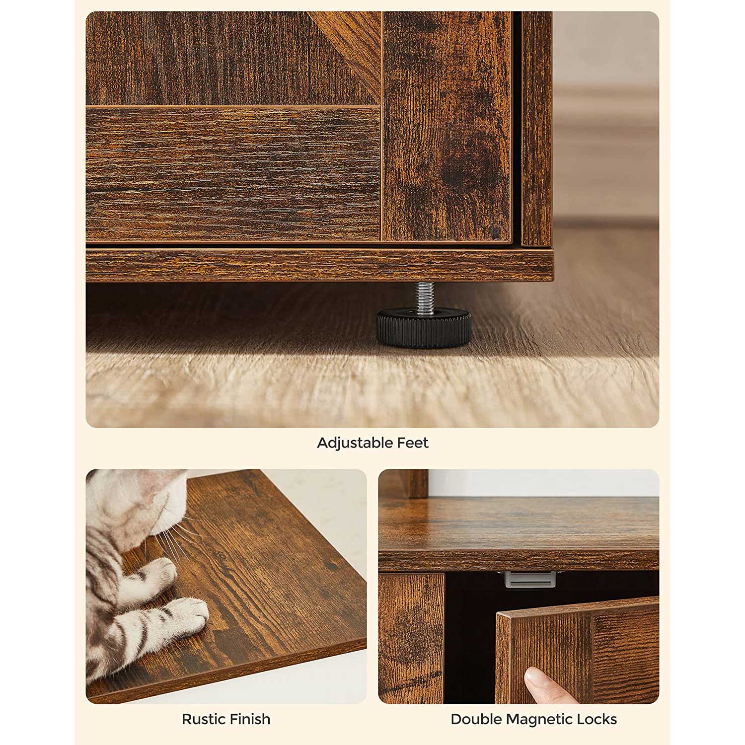 Cat Tree - Engineered Wood - Cloud White - 2-in-1 Design with Litter Box Enclosure and Scratching Posts