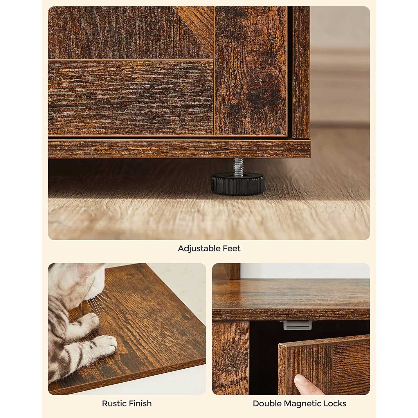 Cat Tree - Engineered Wood - Cloud White - 2-in-1 Design with Litter Box Enclosure and Scratching Posts