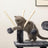 Cat Tree - 3-Level with 3 Pompoms - Wood - Light Grey