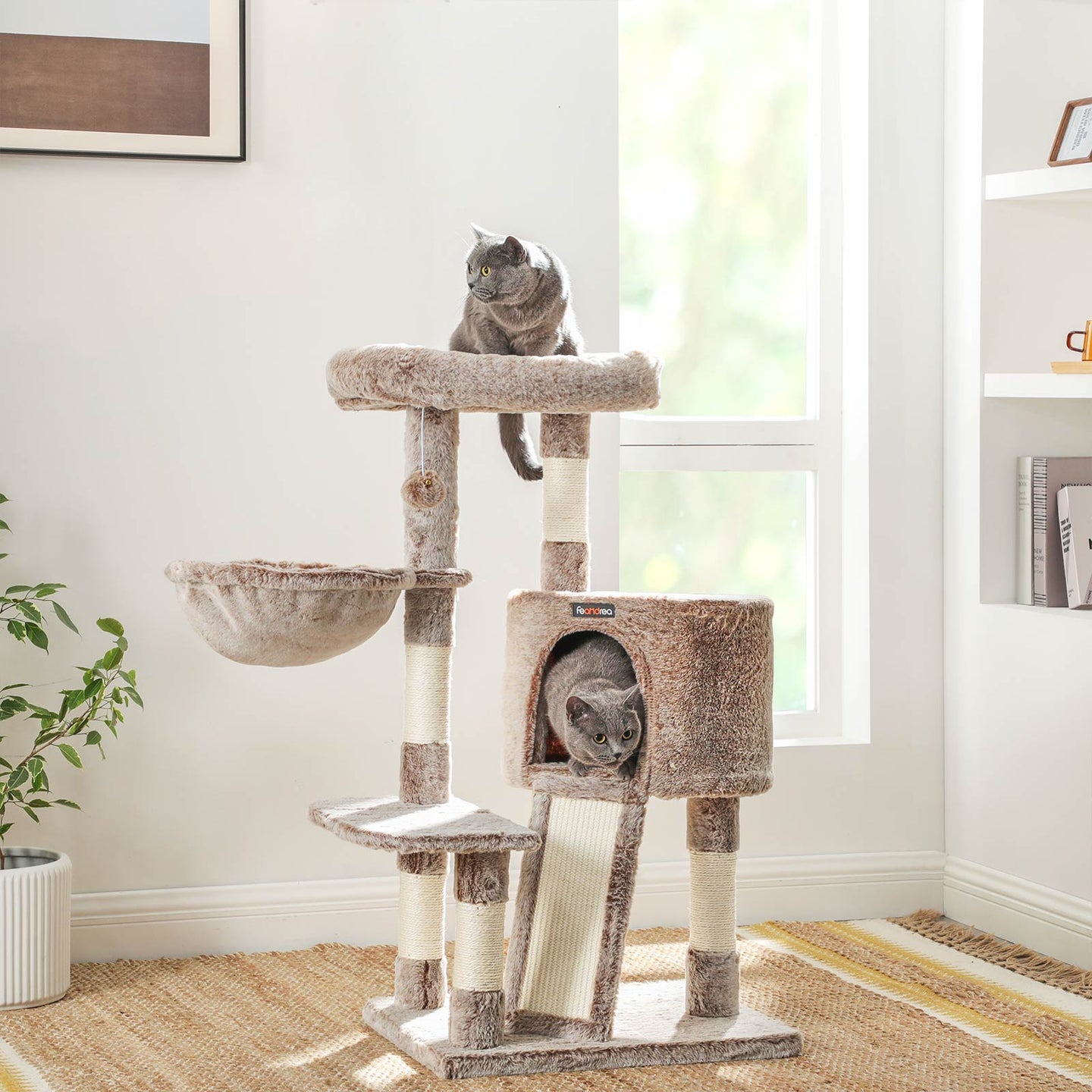Cat Tower - Light Brown - Plush