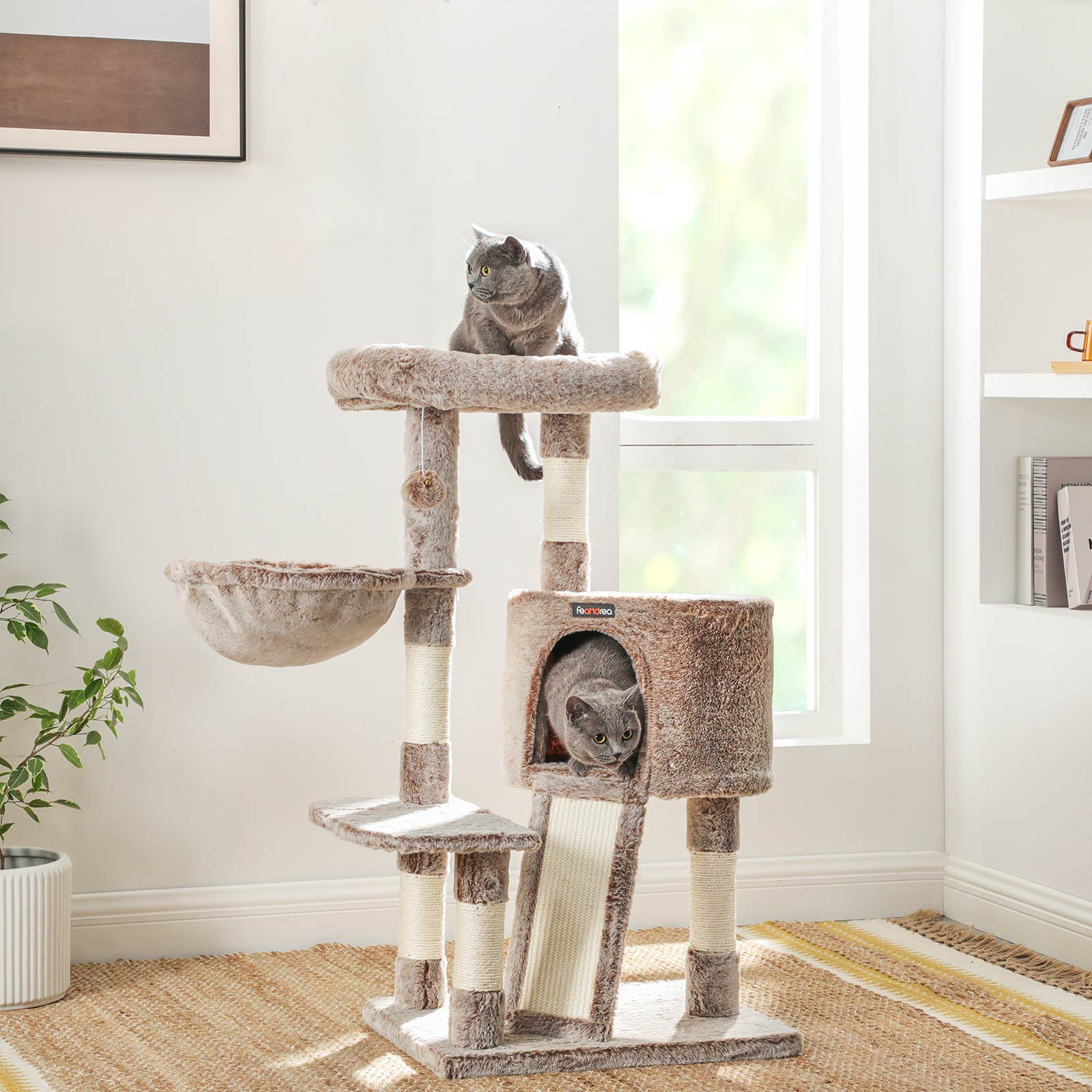 Cat Tower - Light Brown - Plush