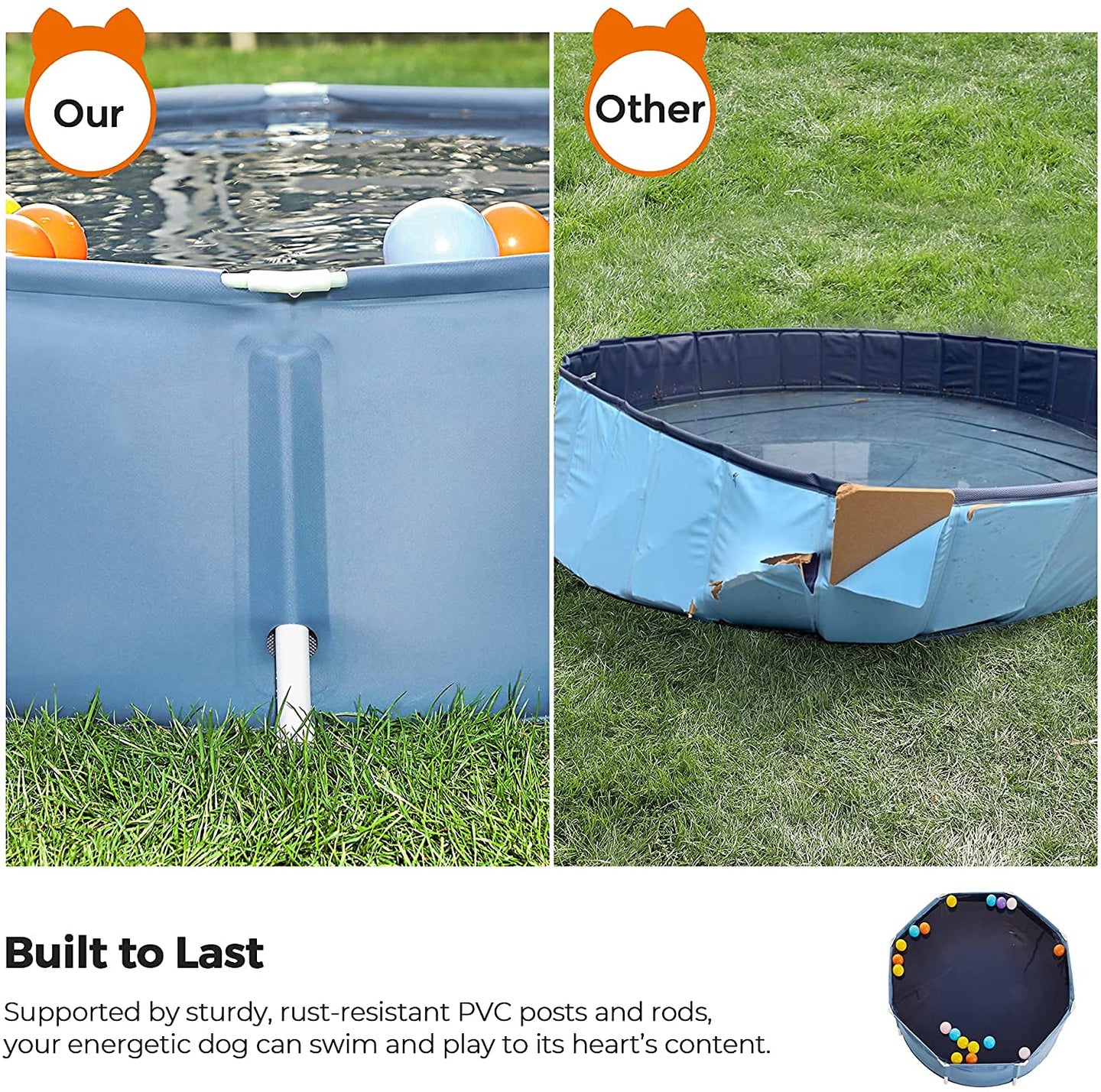 Portable Pet Swimming Pool - Blue - Foldable