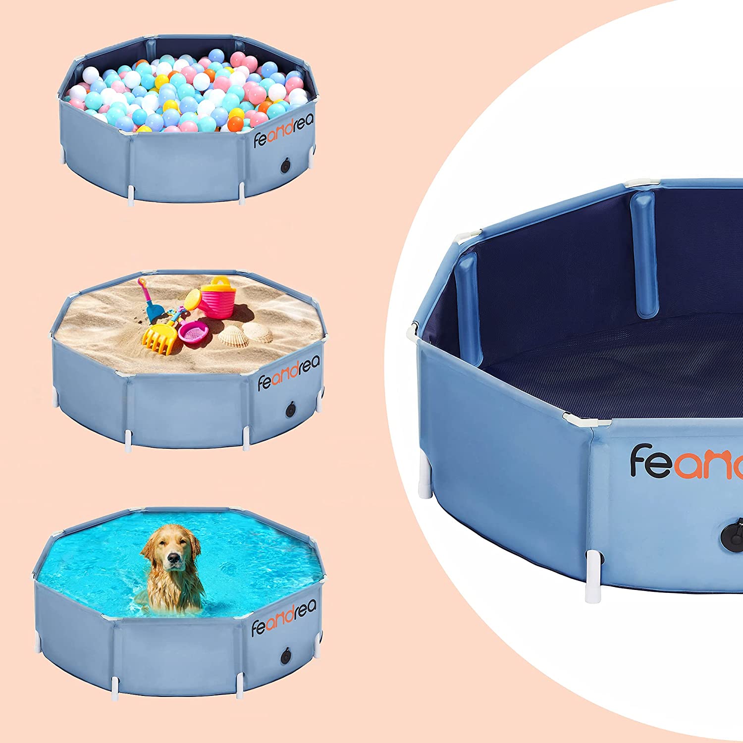 Collapsible Pet Bath Tub - Blue - PVC