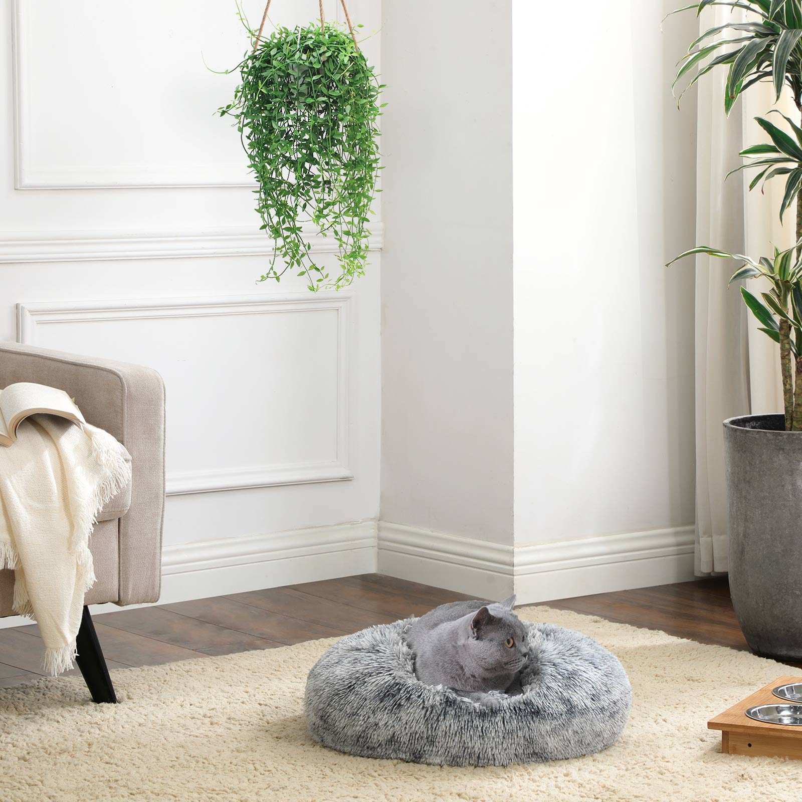 Dog Bed - 50 cm - Grey - Soft Plush