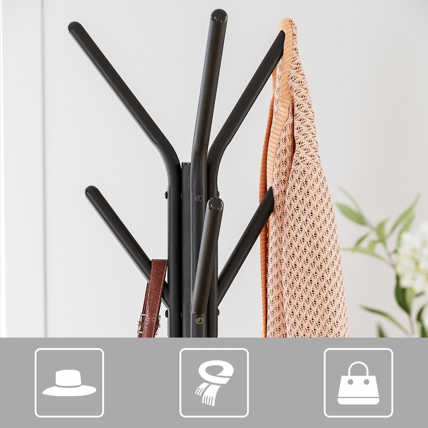 Hall Rack Stand - Wood - Hazelnut Brown and Black