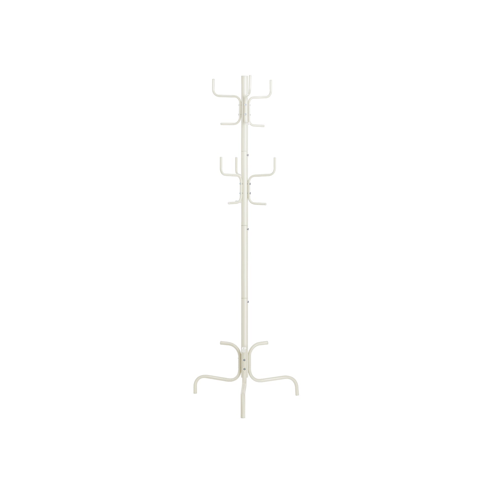 Free-Standing Coat Stand - 6 Hooks - Metal - White