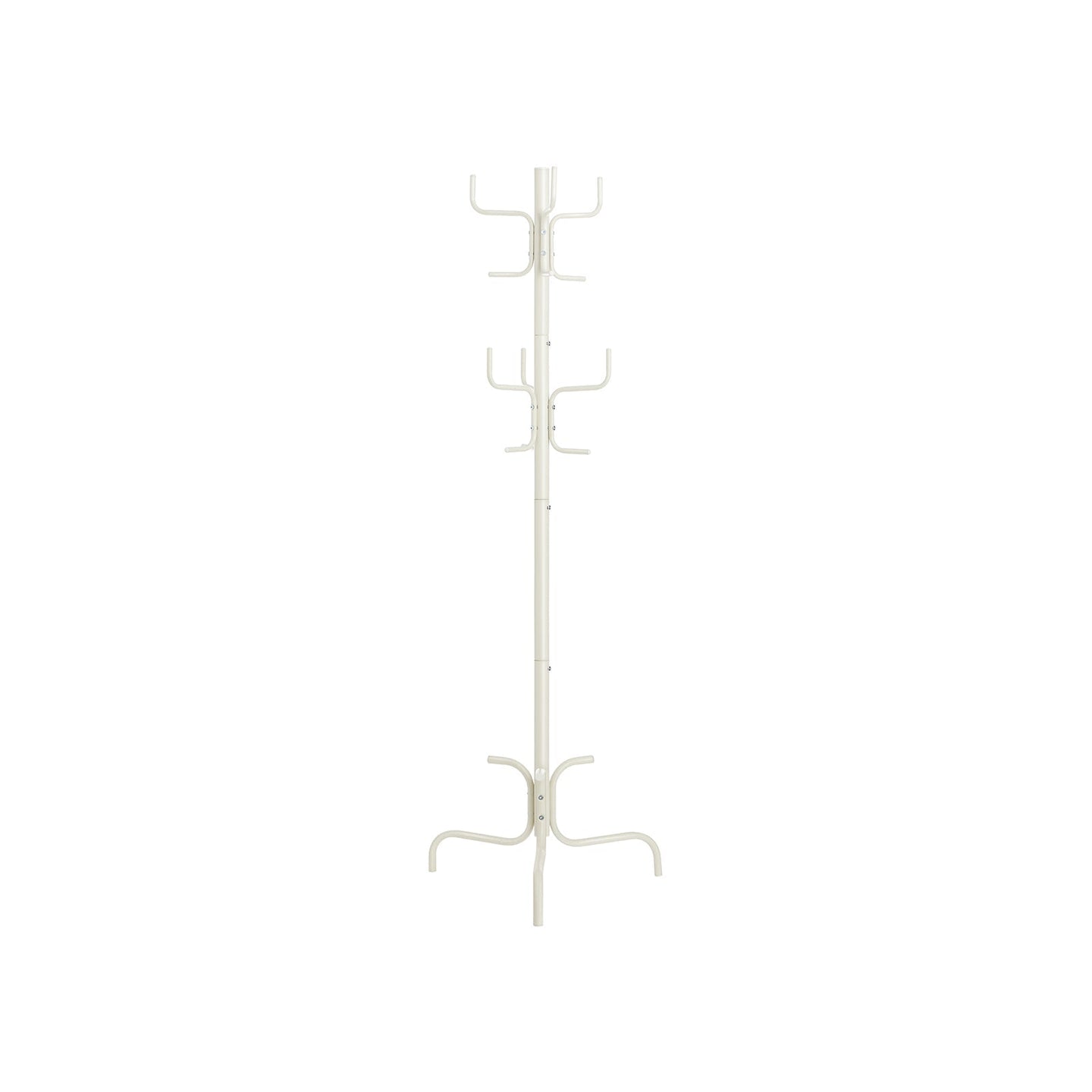 Free-Standing Coat Stand - 6 Hooks - Metal - White