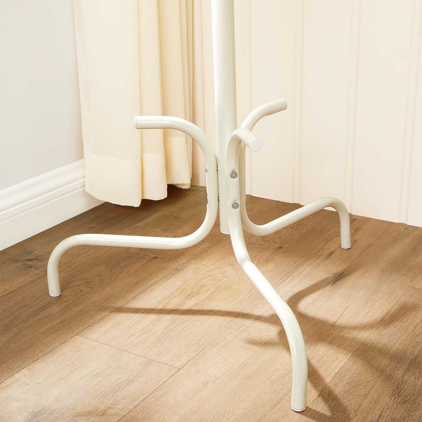 Free-Standing Coat Stand - 6 Hooks - Metal - White