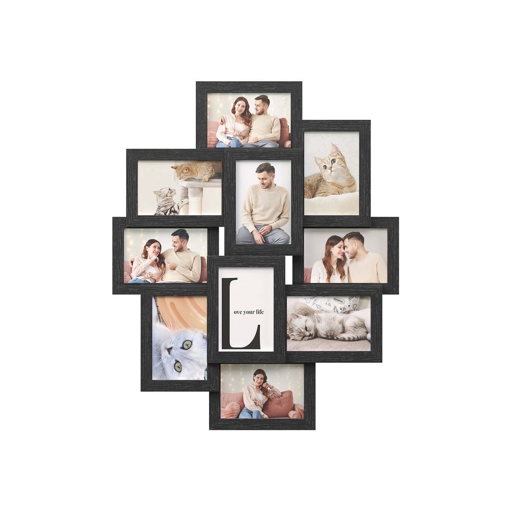 Photo Frame Collage - MDF - White - Wall-Mounted for 10 Photos (4" x 6")