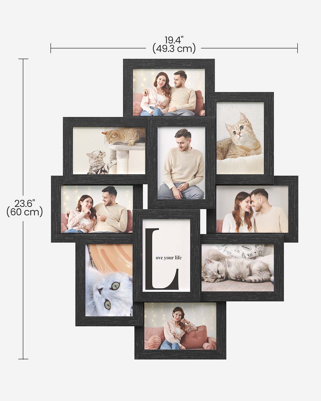 Photo Frame Collage - MDF - White - Wall Mounted for 10 Photos in 4" x 6" Size