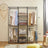 Portable Closet - Non-Woven Fabric - Black - Covered with Iron Mesh Shelves and Hanging Area