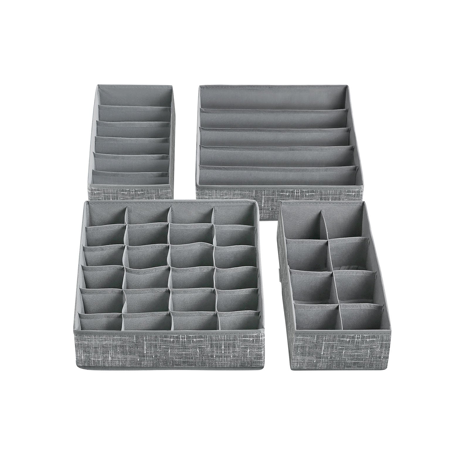 Set of 4 Drawer Organizers - Fabric - Dark Grey - Collapsible and Foldable for Clothing Accessories