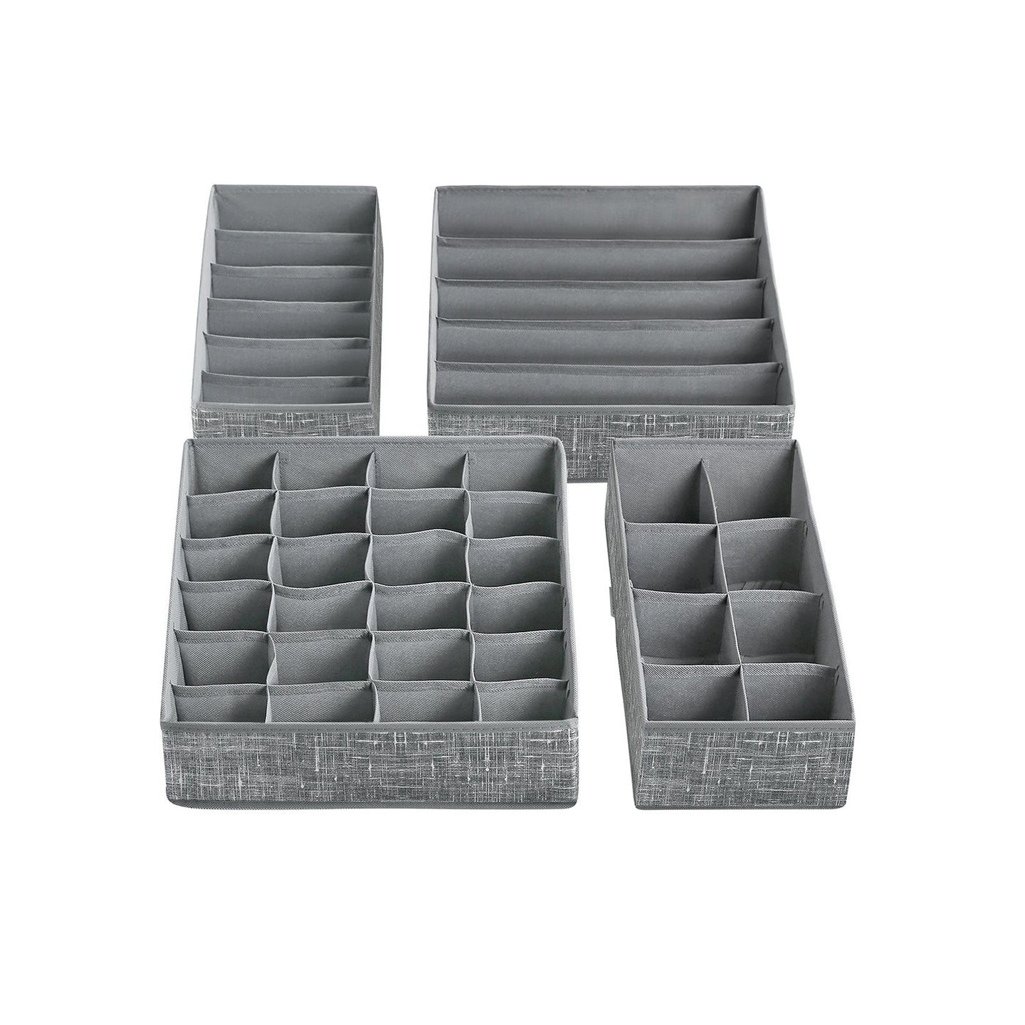 Set of 4 Drawer Organizers - Fabric - Dark Grey - Collapsible and Foldable for Clothing Accessories