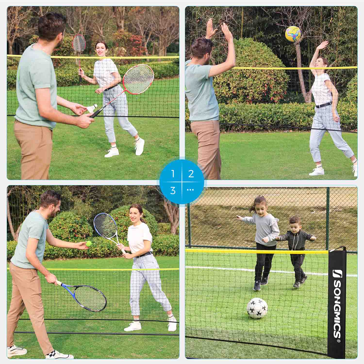 Portable Badminton Net - 5m - Adjustable Poles