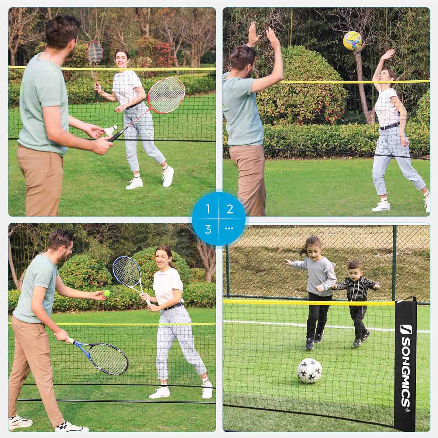 Portable Badminton Net - 5m - Adjustable Poles