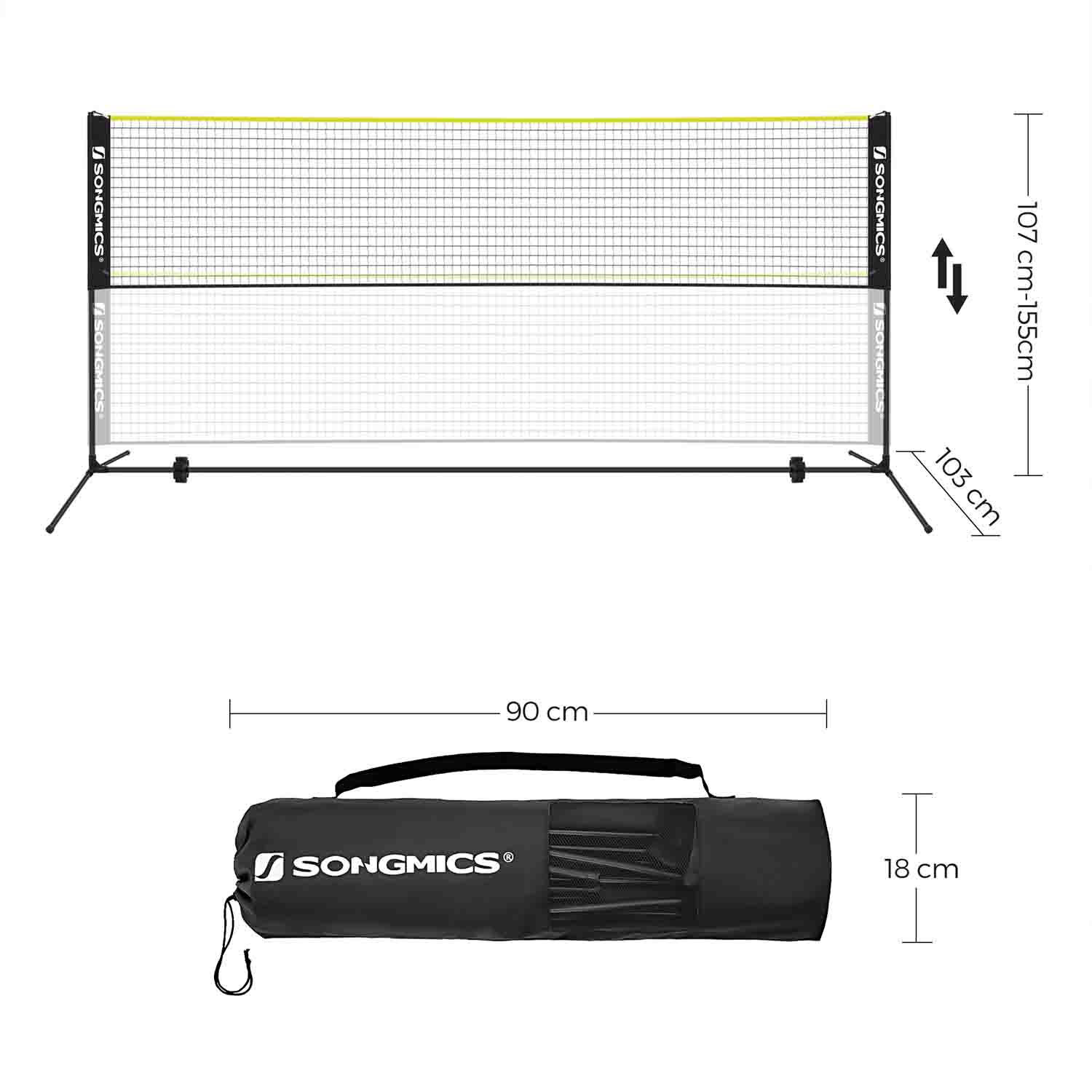 Portable Badminton Net - 5m - Adjustable Poles
