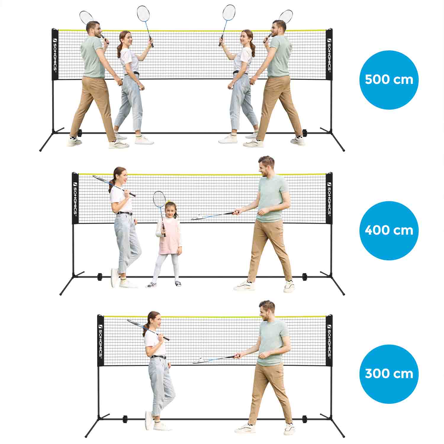 Portable Badminton Net - 5m - Adjustable Poles