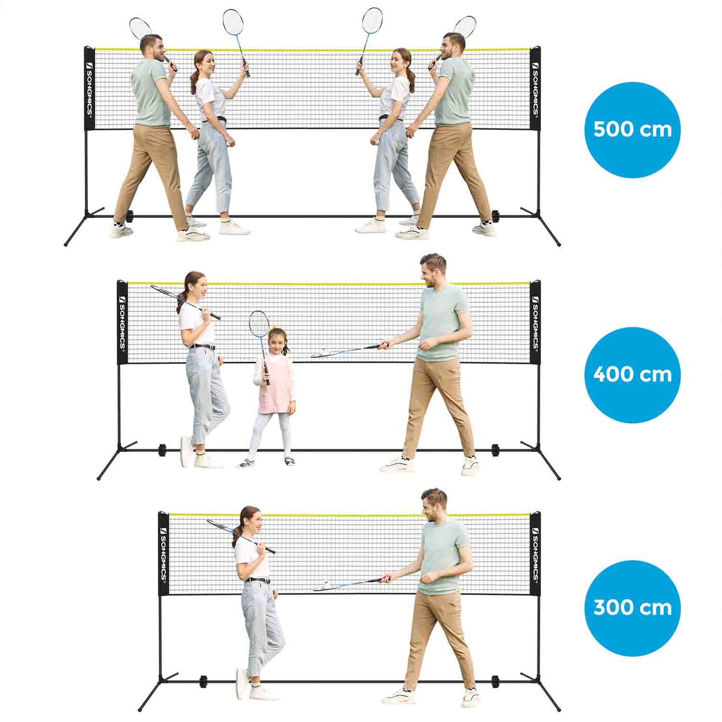 Portable Badminton Net - 5m - Adjustable Poles