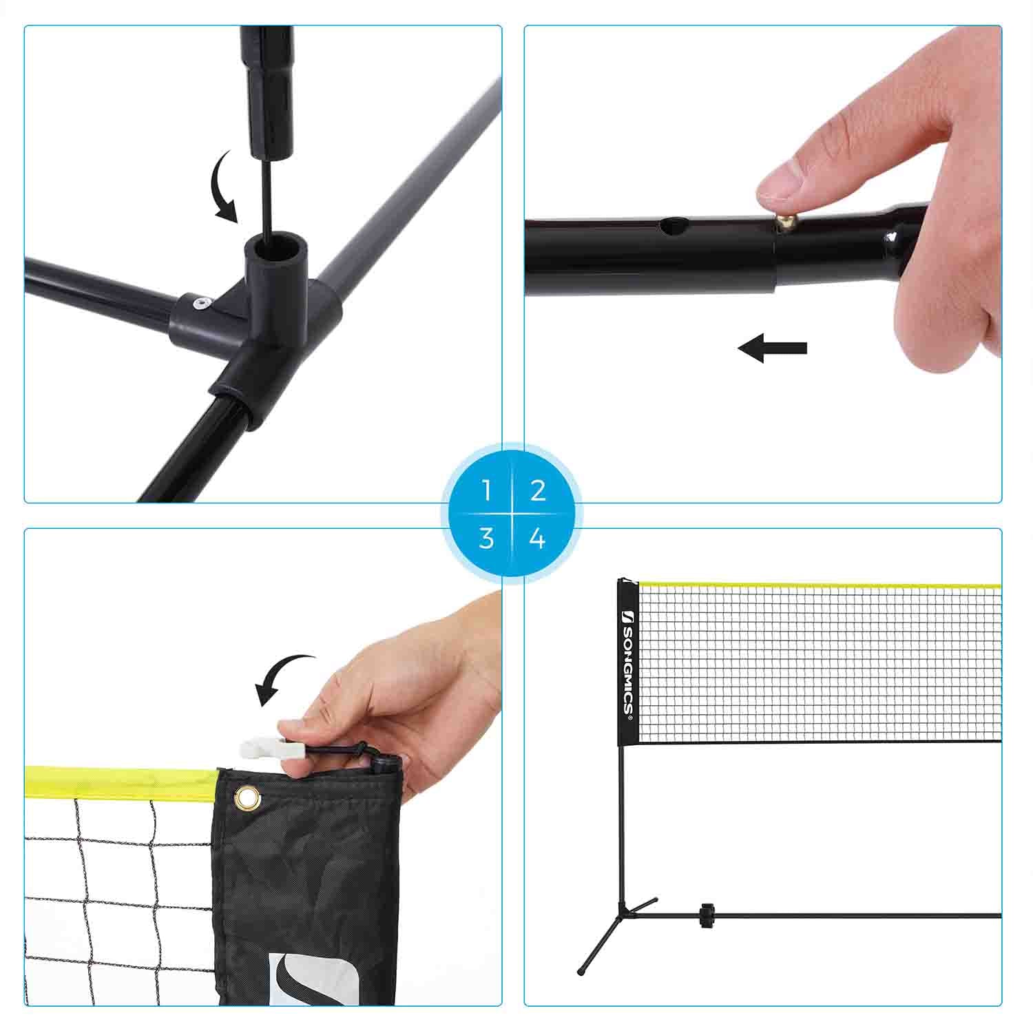 Portable Badminton Net - 5m - Adjustable Poles