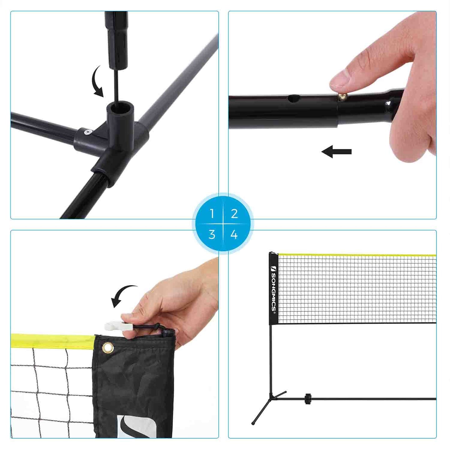 Portable Badminton Net - 5m - Adjustable Poles