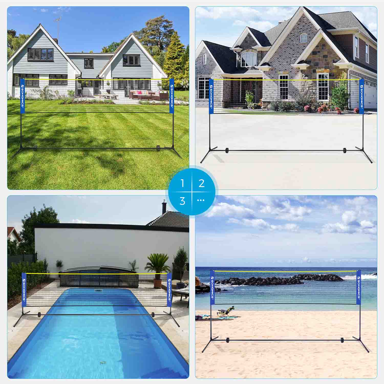Badminton Net Set - 5m - Adjustable Height