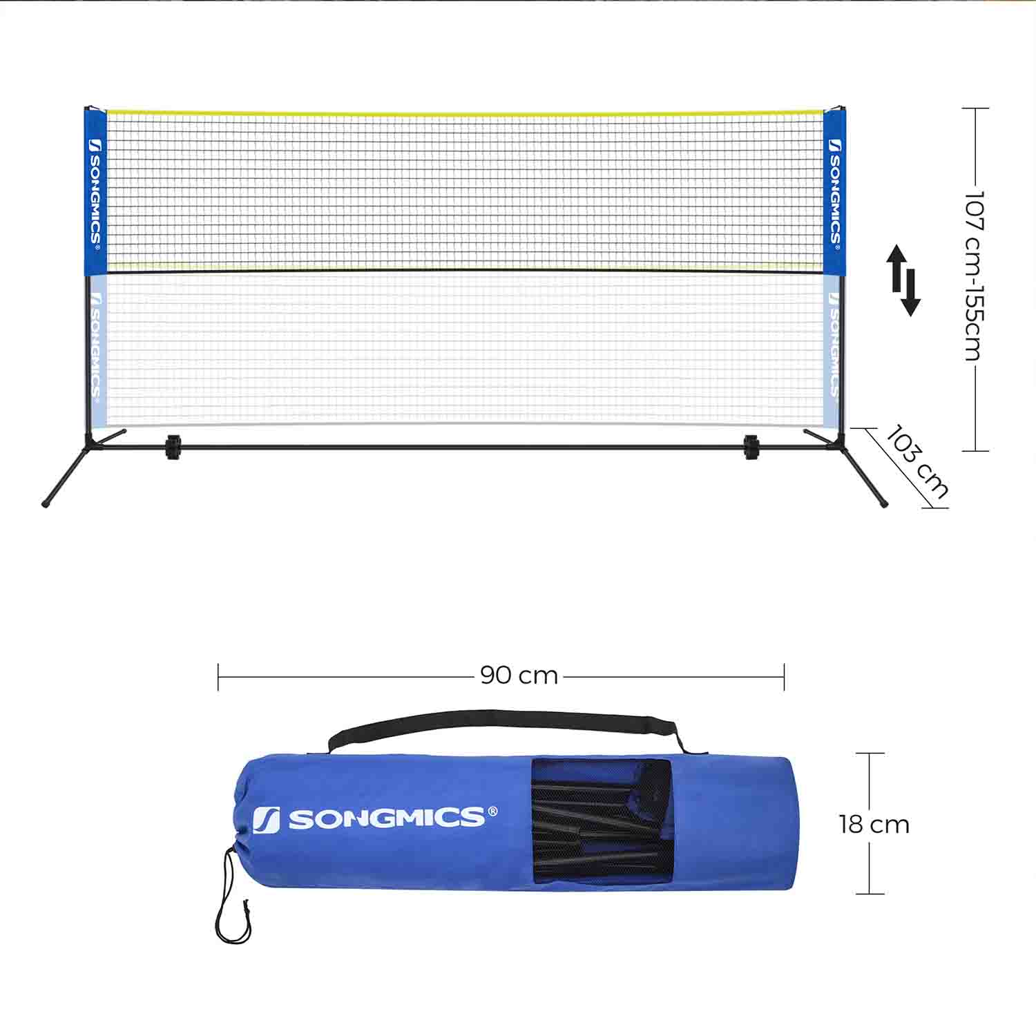 Badminton Net Set - 5m - Adjustable Height
