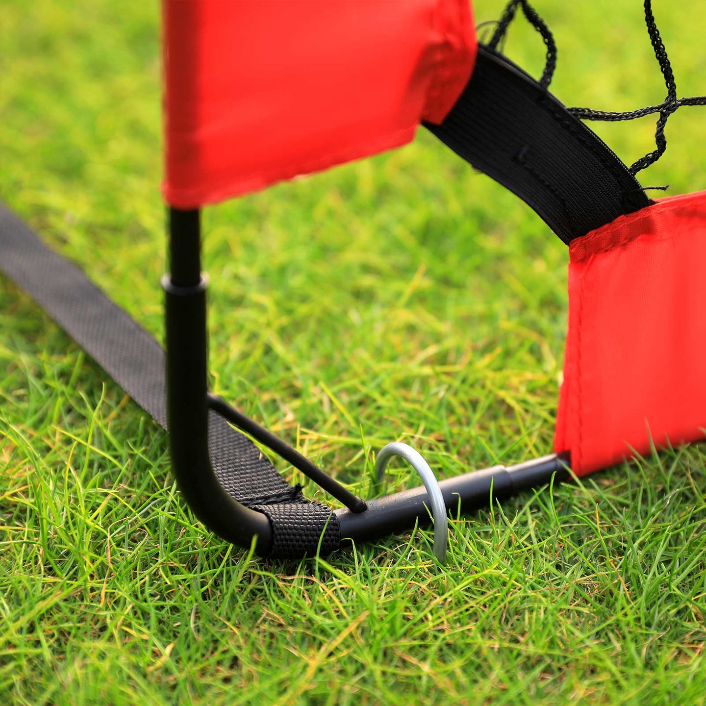 Folding Soccer Goal Set - Quick Assembly, Set of 2 - Steel - Red