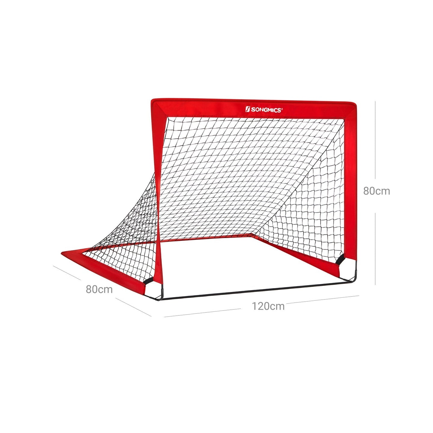 Folding Soccer Goal Set - Quick Assembly, Set of 2 - Steel - Red