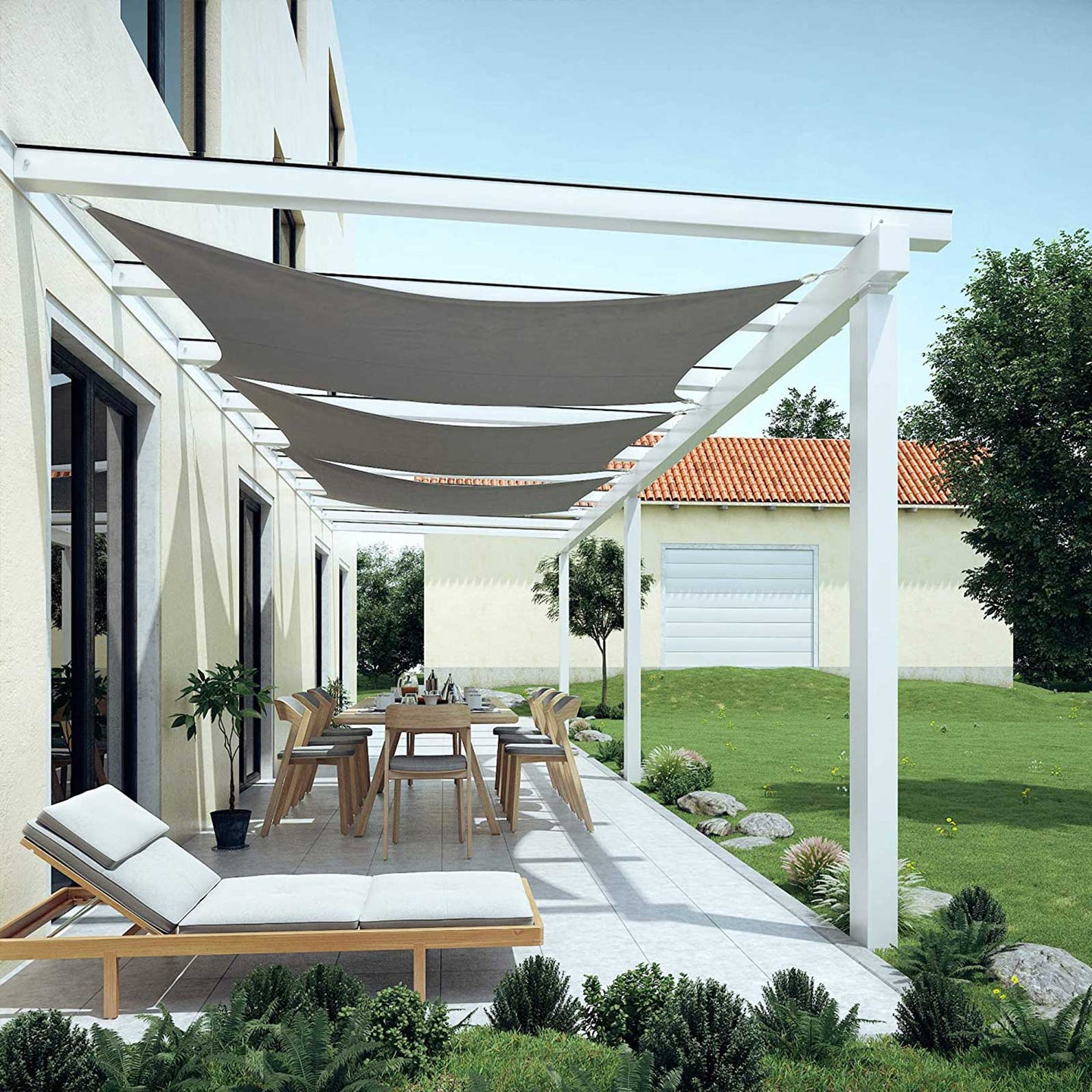 Sun Shade Sail - Tear-Resistant Polyester - Smoky Grey - 93% UV Protection