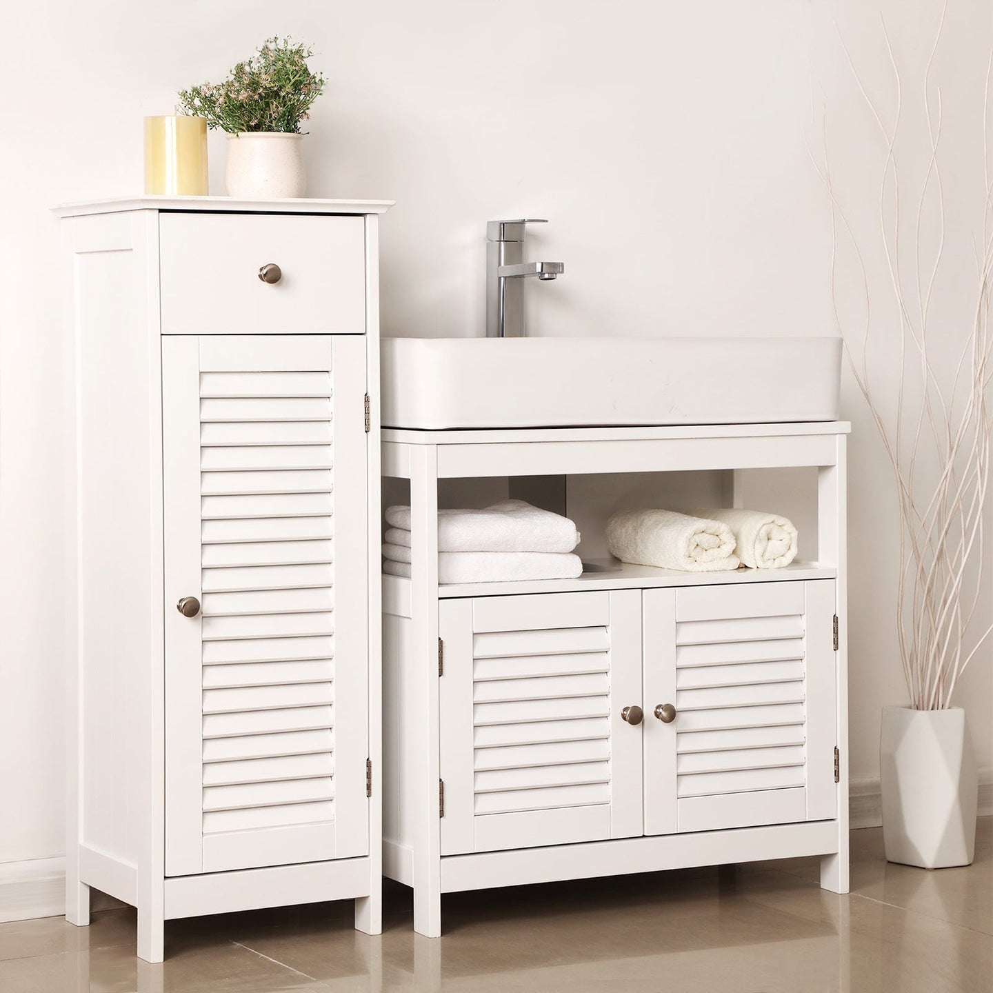 Under Sink Cabinet - MDF - White - Damp-Resistant