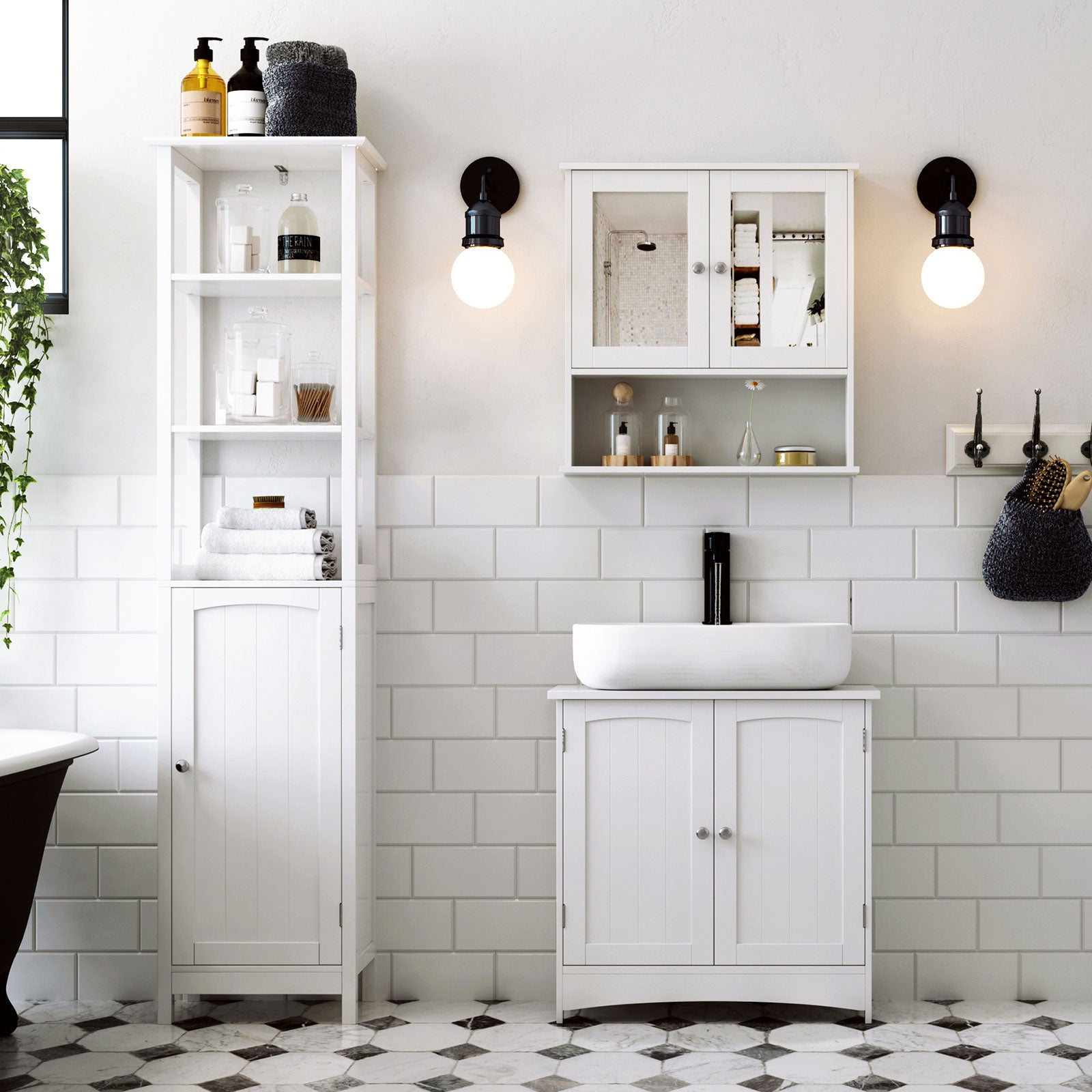 Under Sink Storage Cabinet - MDF - White