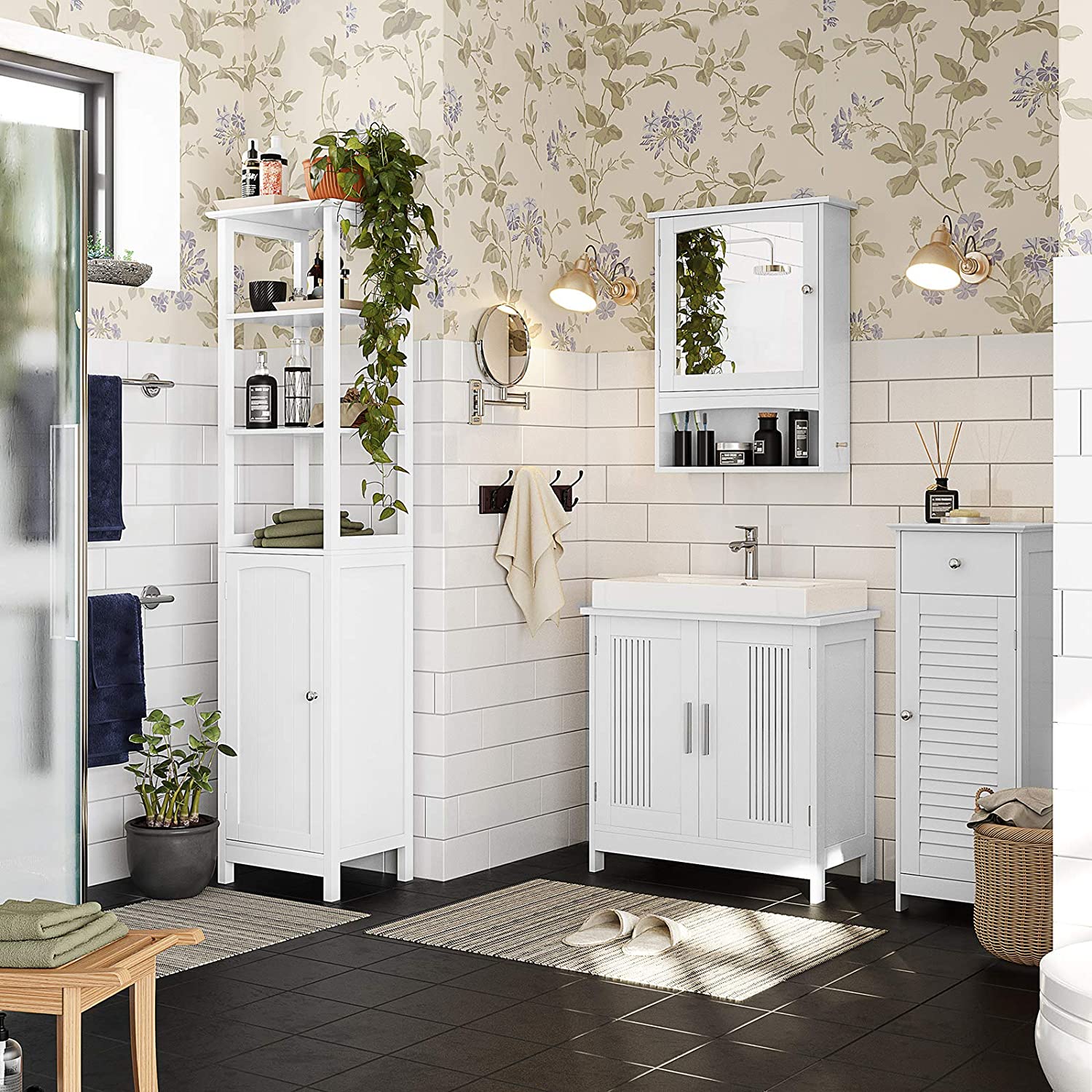 Under Sink Cabinet - MDF - Matte White - Double Door with Adjustable Shelf