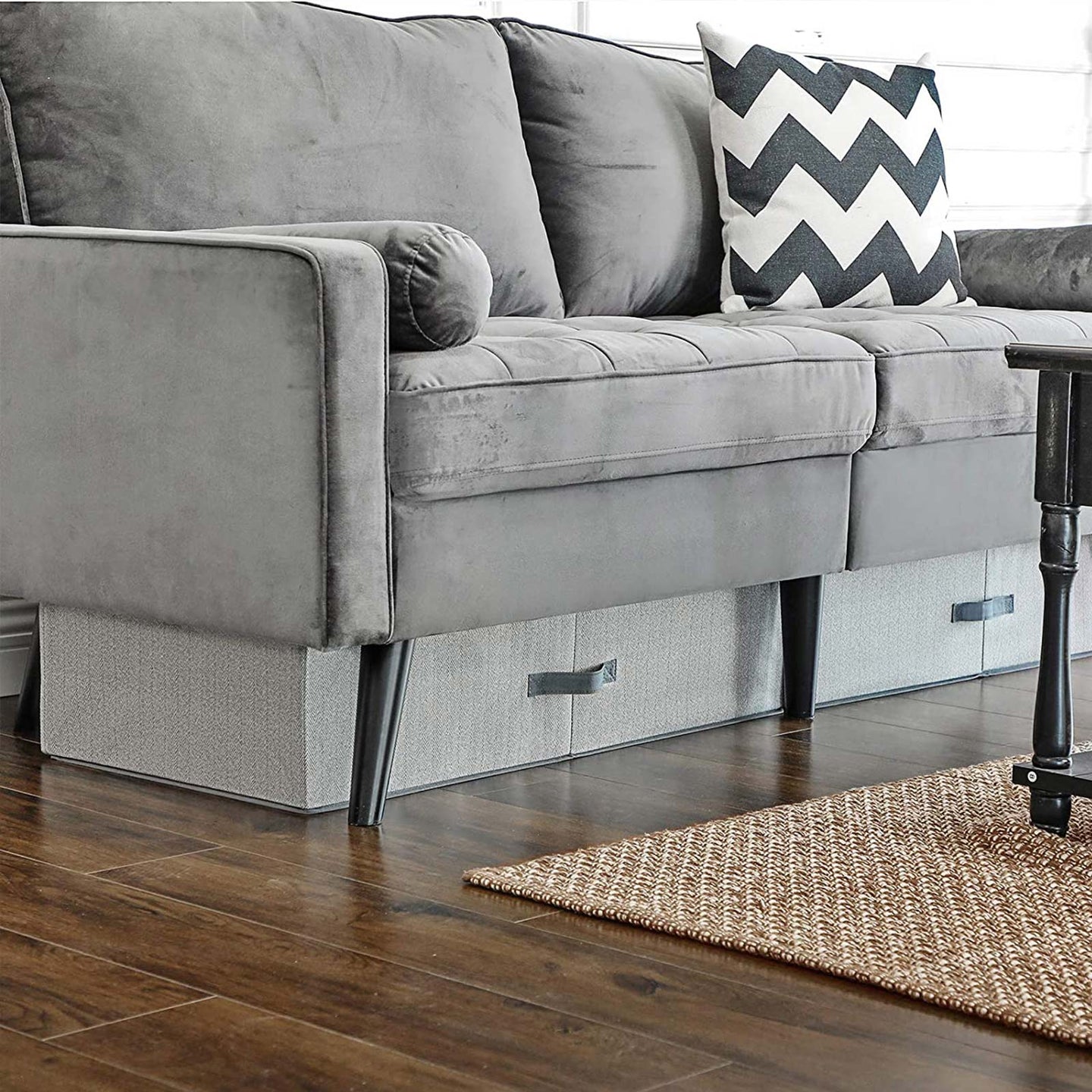 Underbed Storage Bag - Fabric - Grey - Foldable with Adjustable Divider