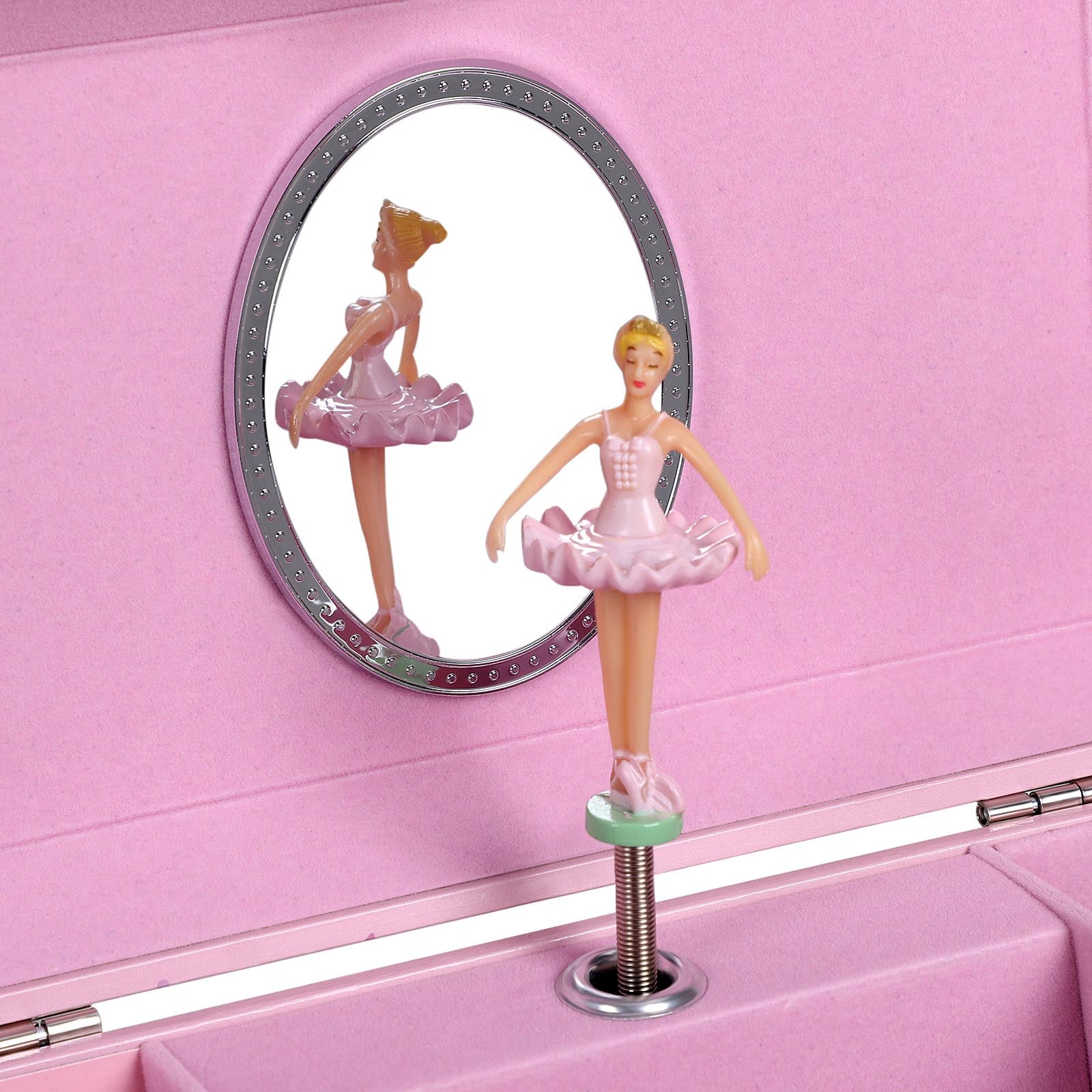 Musical Jewelry Box - Wood - Pink - Unicorn Melody with Pullout Drawer and Divided Compartments