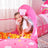Kids Play Tent - Fabric - Pink - 3-in-1 Unicorn Princess Theme with Tunnel and Ball Pit