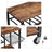 Utility Kitchen Cart - Metal - Rustic Brown - Mobile with Storage Shelves and Bottle Holder
