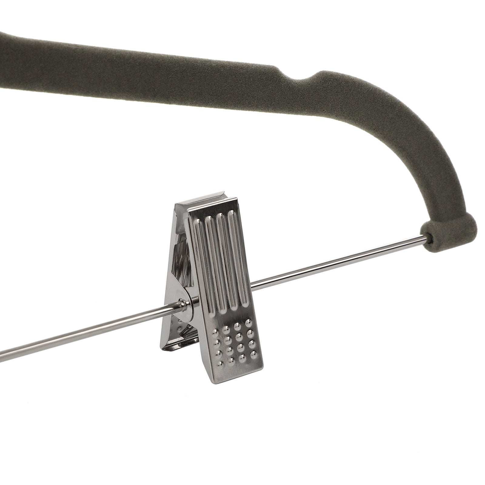 Velvet Trouser Hangers - Velvet - Grey - Non-Slip with 360 Rotating Hook and Clips