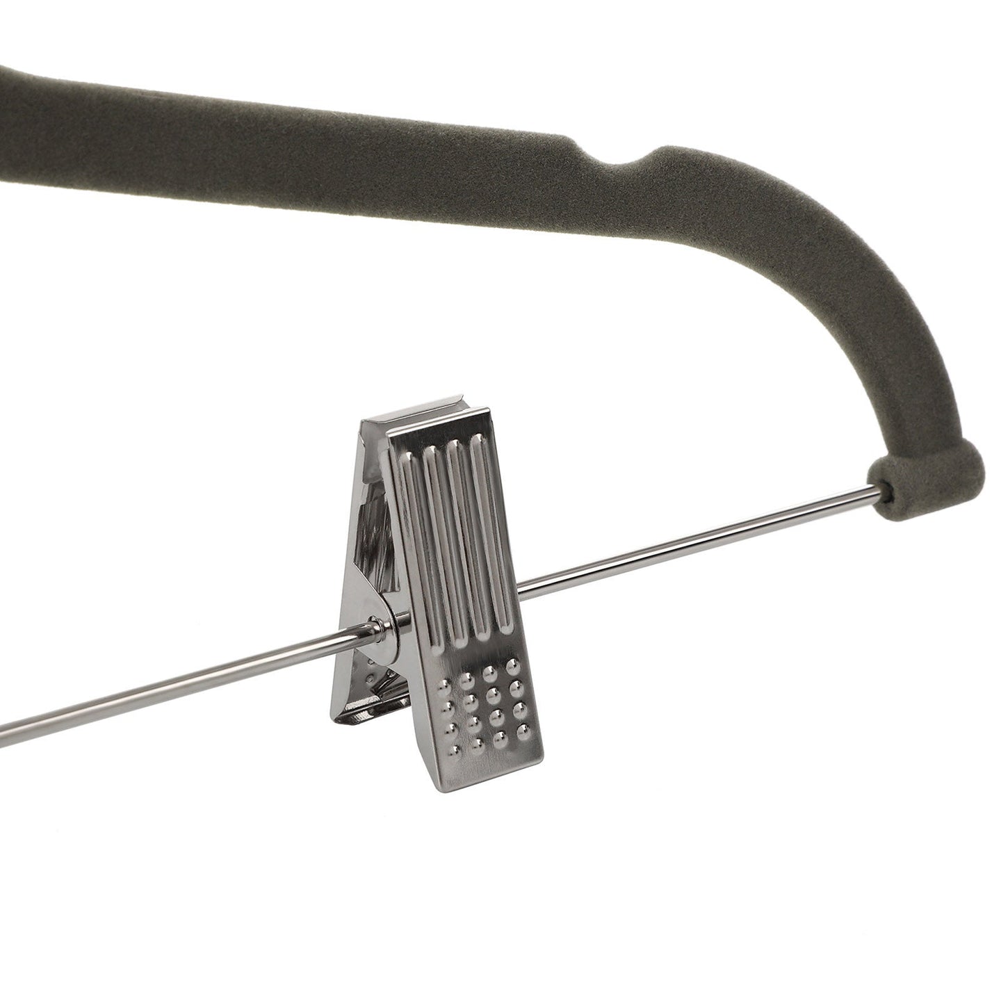 Velvet Trouser Hangers - Velvet - Grey - Non-Slip with 360 Rotating Hook and Clips