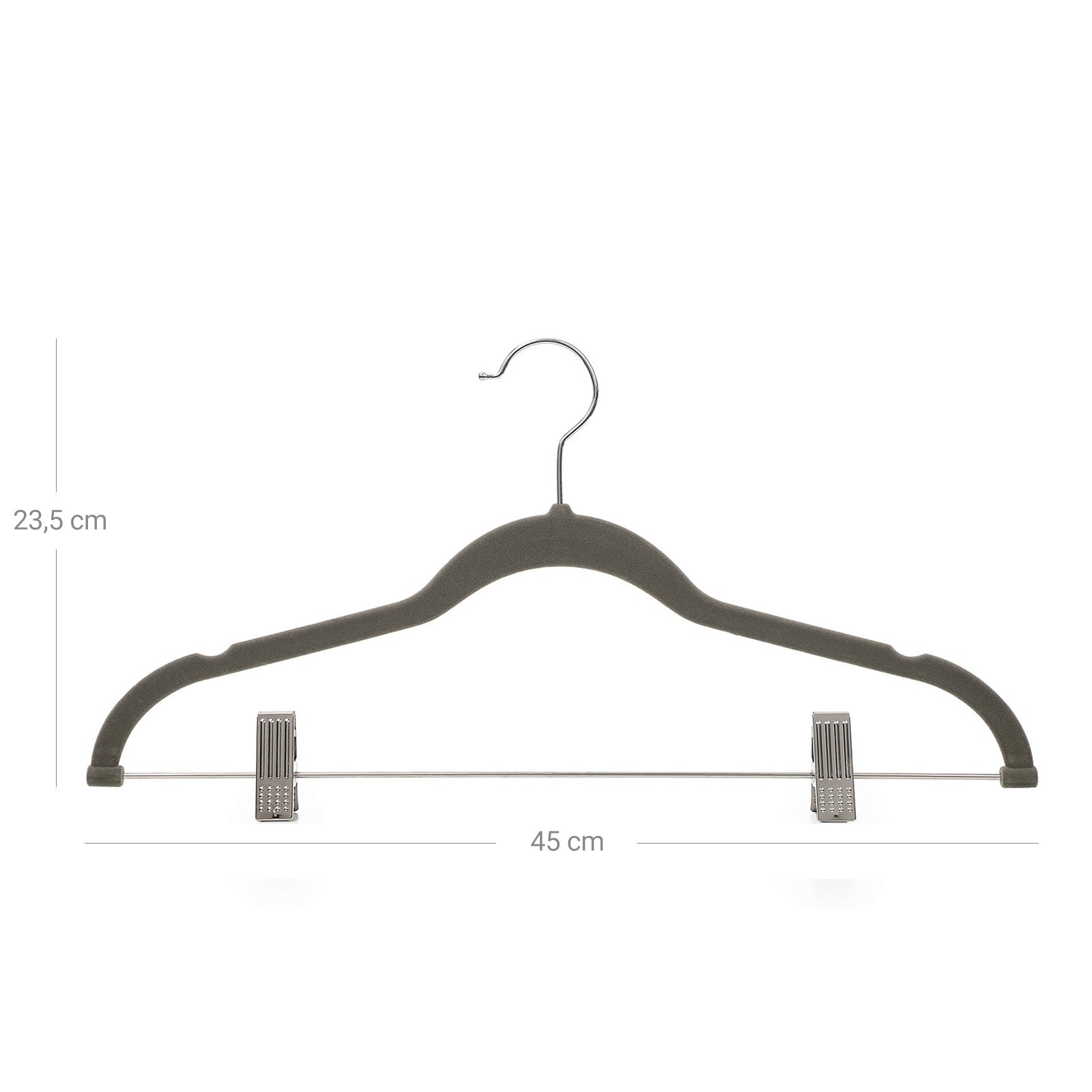 Velvet Trouser Hangers - Velvet - Grey - Non-Slip with 360 Rotating Hook and Clips