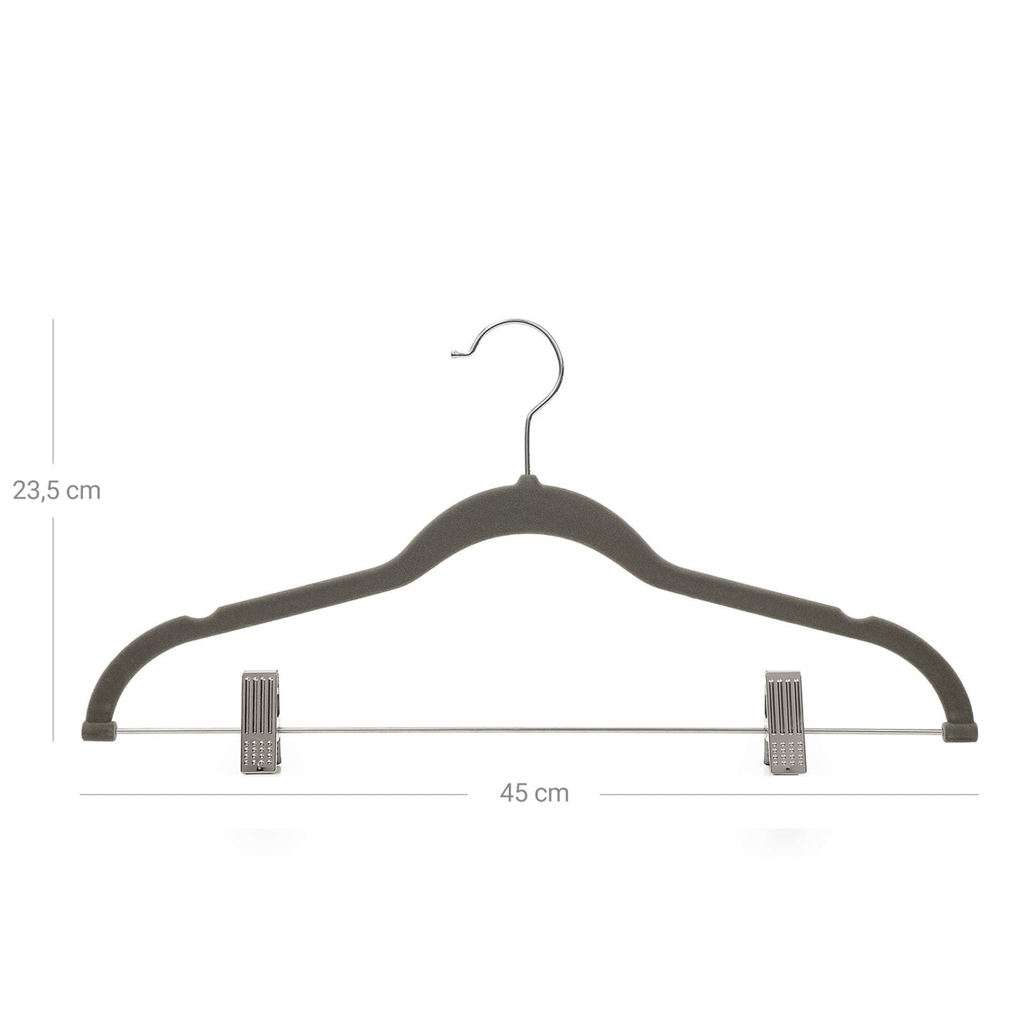 Velvet Trouser Hangers - Velvet - Grey - Non-Slip with 360 Rotating Hook and Clips