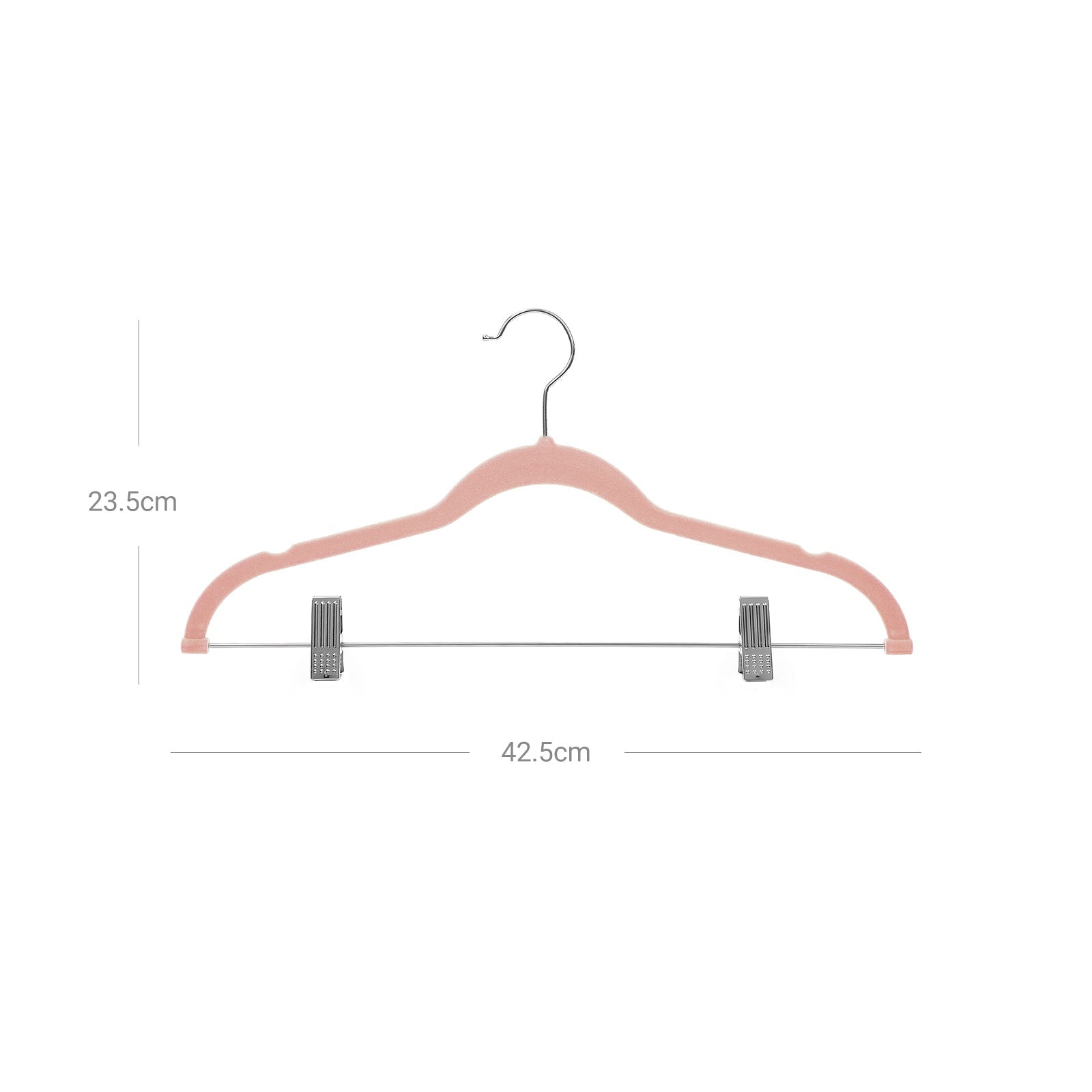 Velvet Trouser Hangers - Velvet - Grey - Non-Slip Space Saving with Clips and 360° Rotating Hook