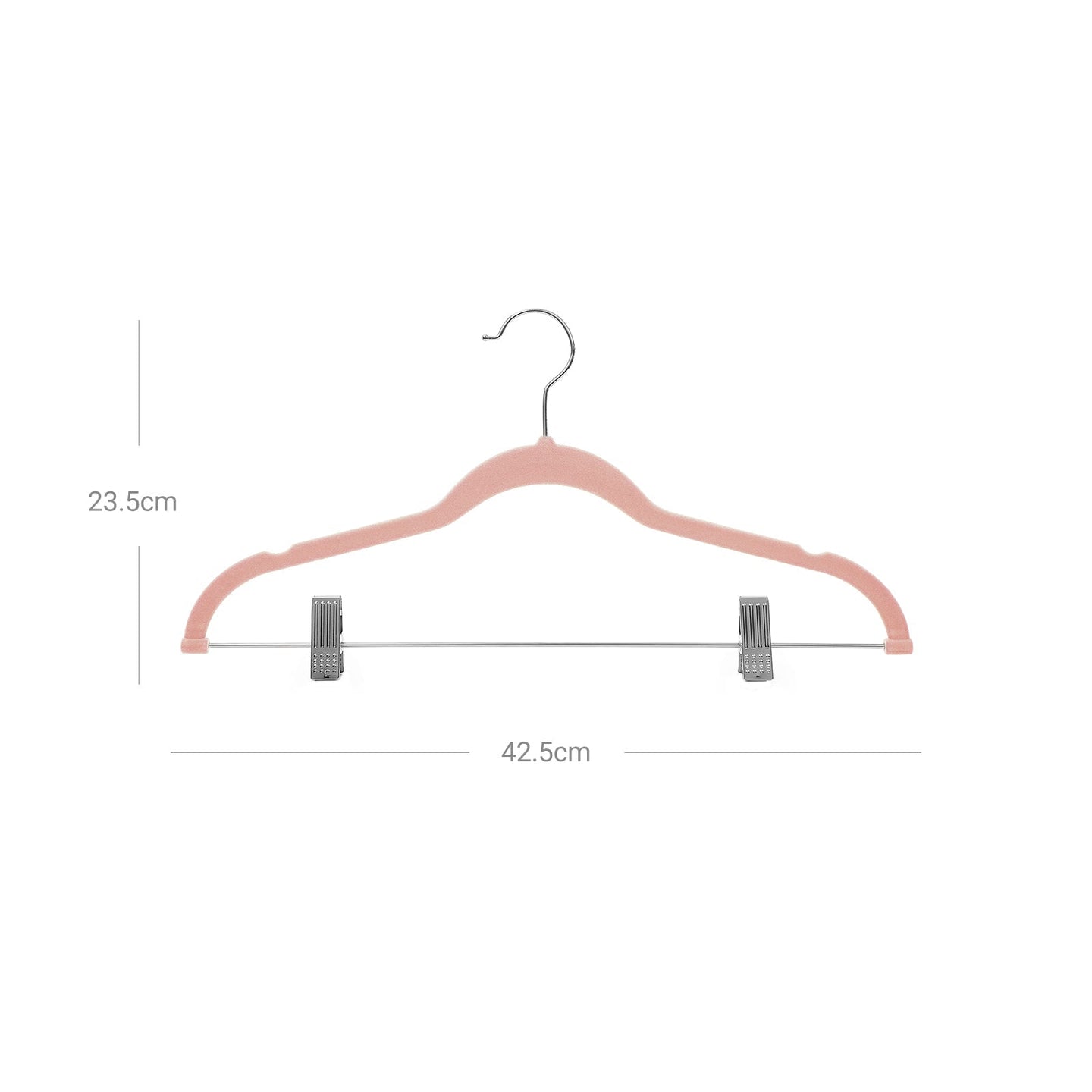 Velvet Trouser Hangers - Velvet - Grey - Non-Slip Space Saving with Clips and 360° Rotating Hook
