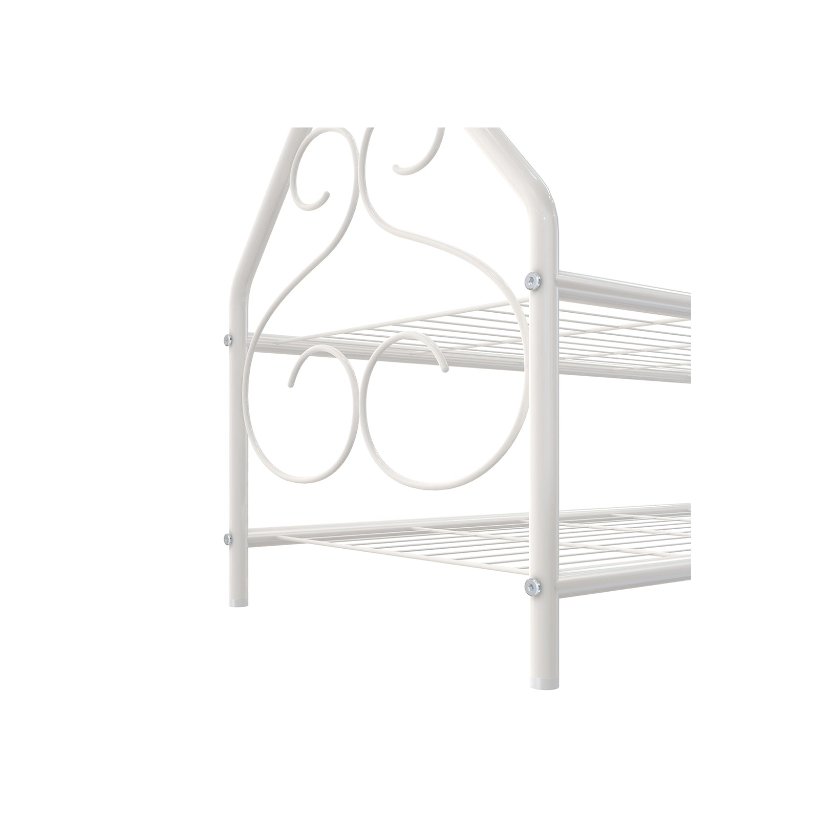 Vintage Coat Rack - Metal - Cream - Includes Garment Rail and 2 Shelves