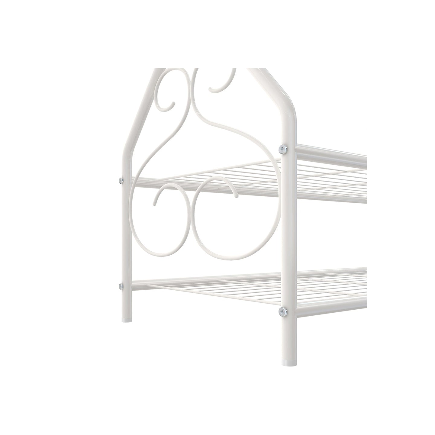 Vintage Coat Rack - Metal - Cream - Includes Garment Rail and 2 Shelves