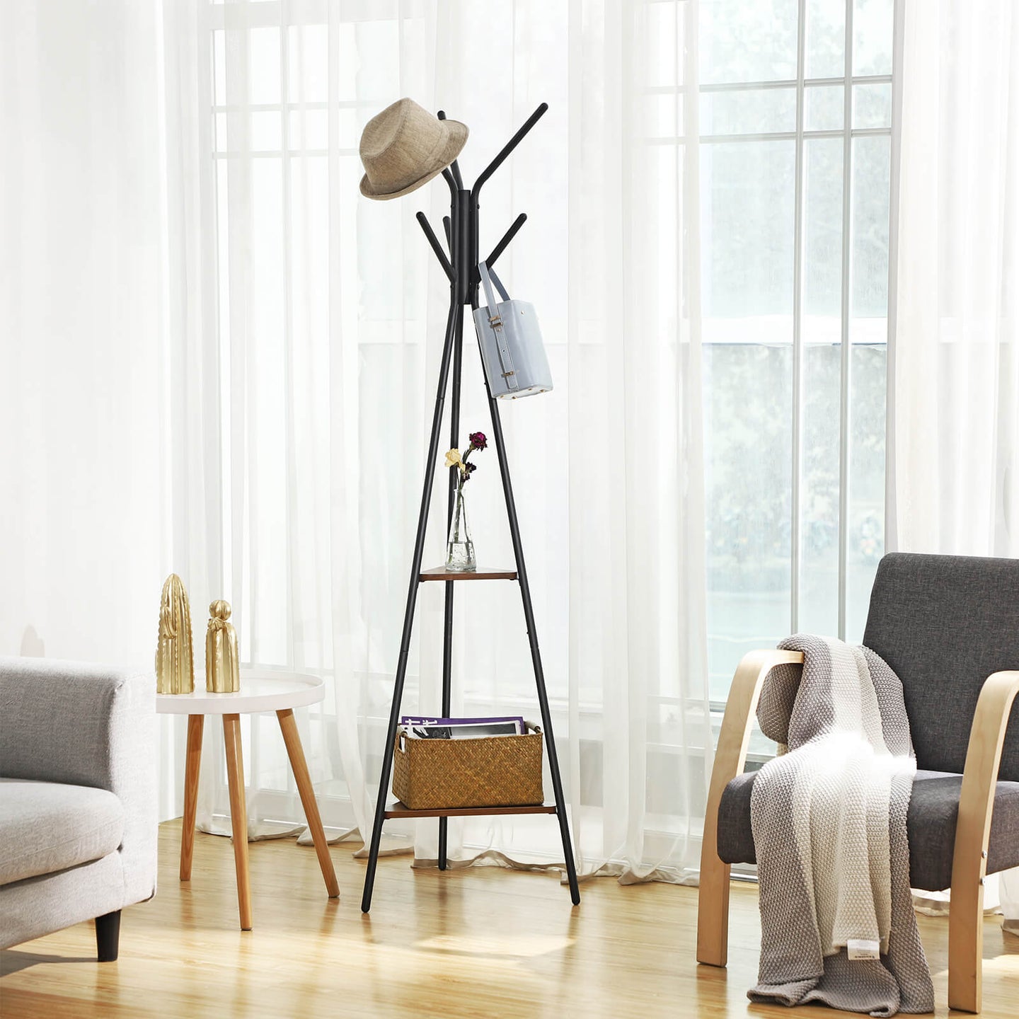 Coat Rack Stand - Metal - Black - Durable and Reliable
