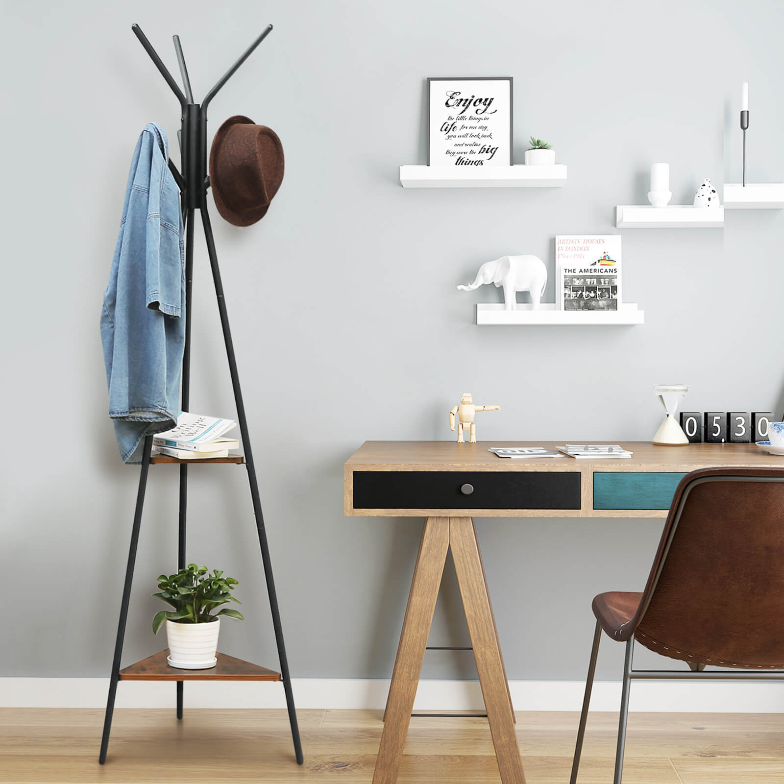 Coat Rack Stand - Metal - Black - Durable and Reliable