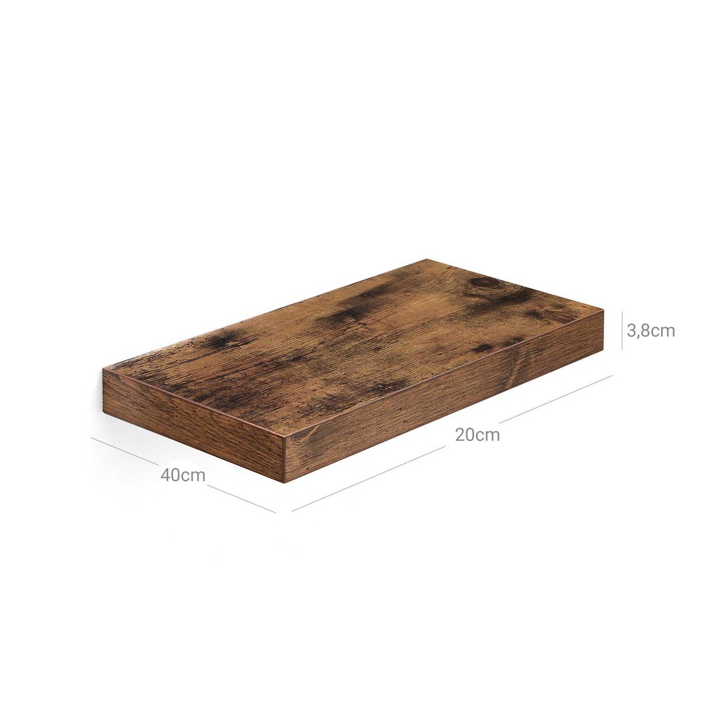 Floating Shelf - MDF - Rustic Brown - Wall Mounted Display Storage